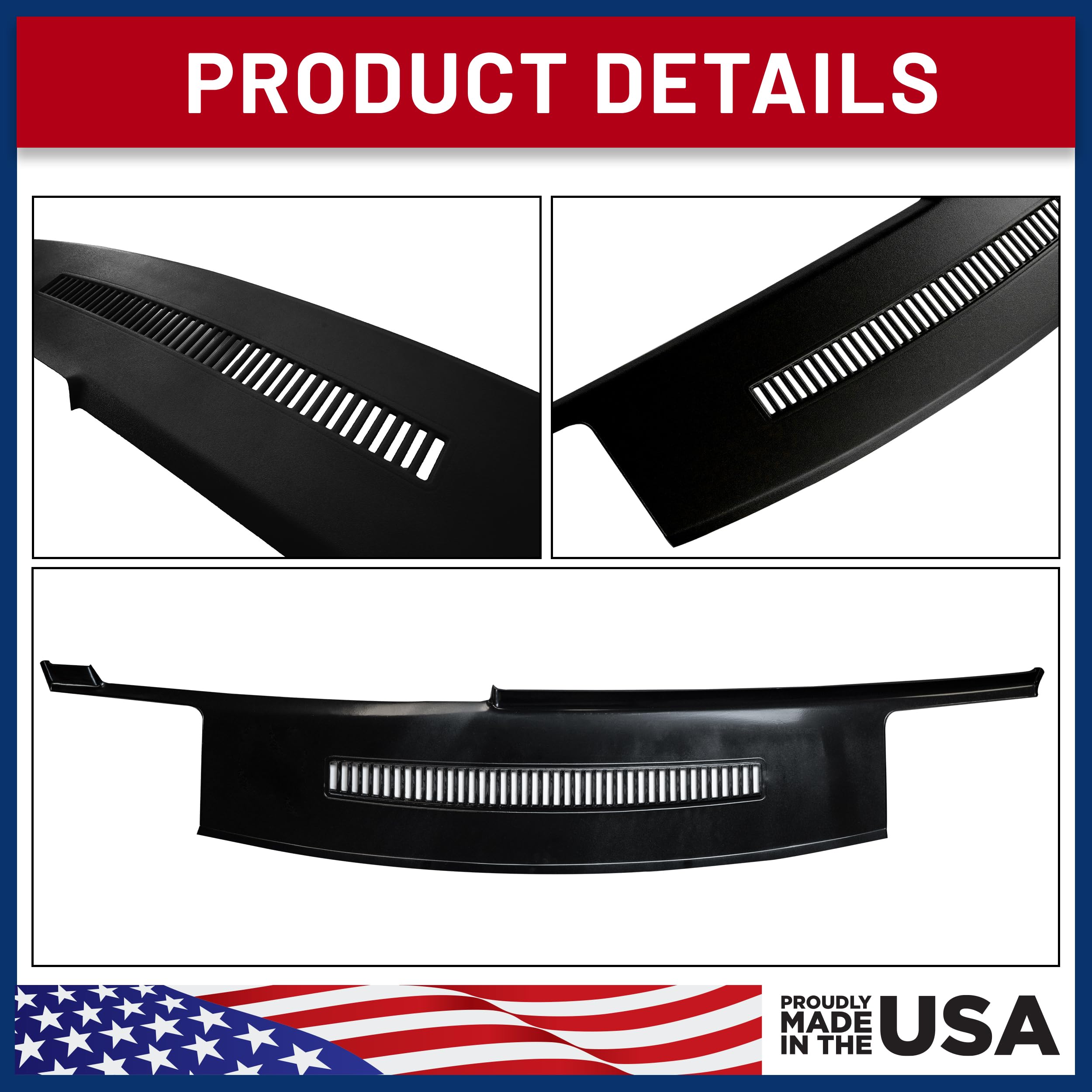 DashSkin Dash Cover Compatible with 1988-1994 C1500 C2500 C3500 K1500 K2500 K3500 Silverado Sierra Tahoe Yukon Suburban in Black - Hard Molded Plastic Dashboard Cap - Image 6