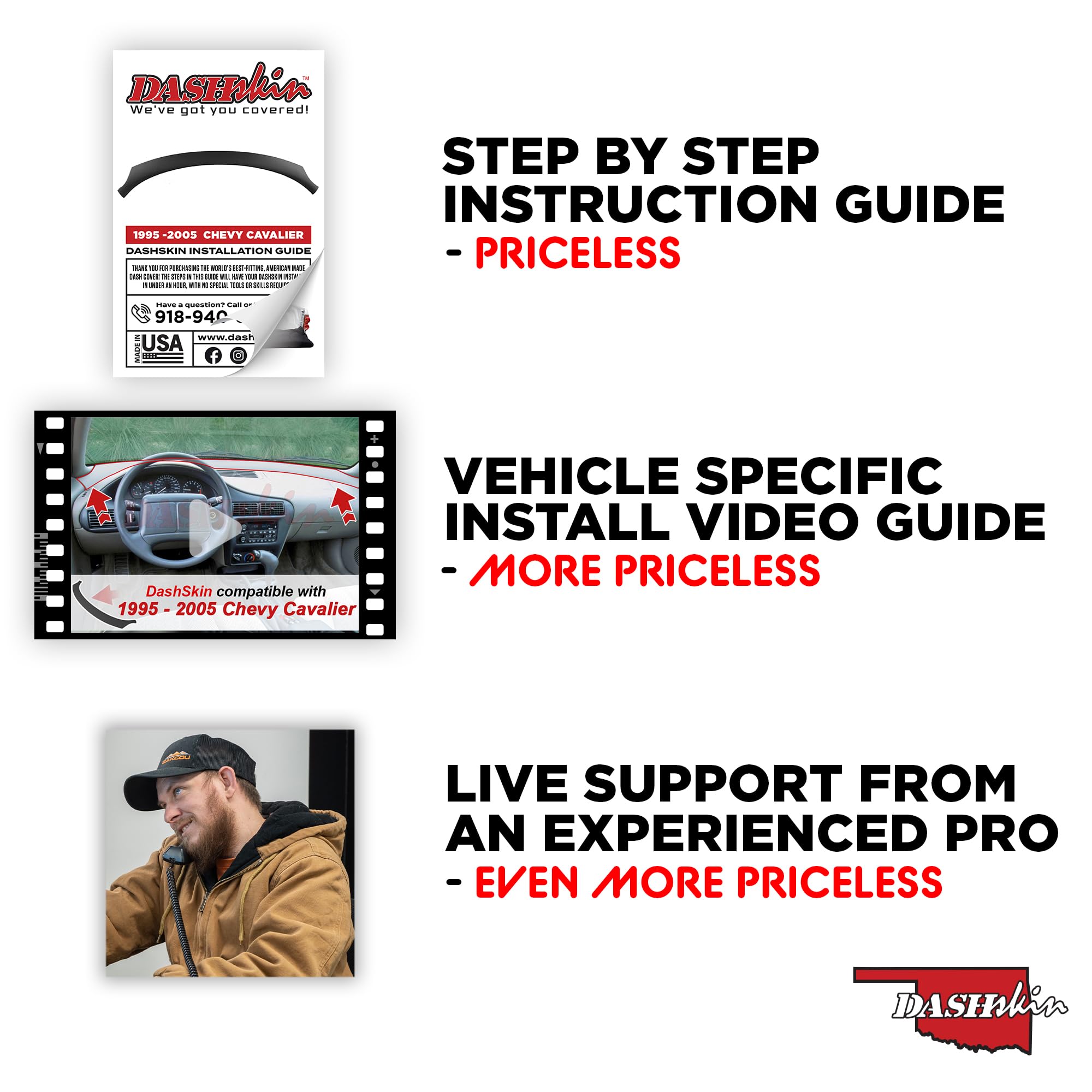 DashSkin Dash Cover Compatible with 1995-2005 Chevrolet Cavalier in Black - Hard Molded Plastic Dashboard Cap - Image 3