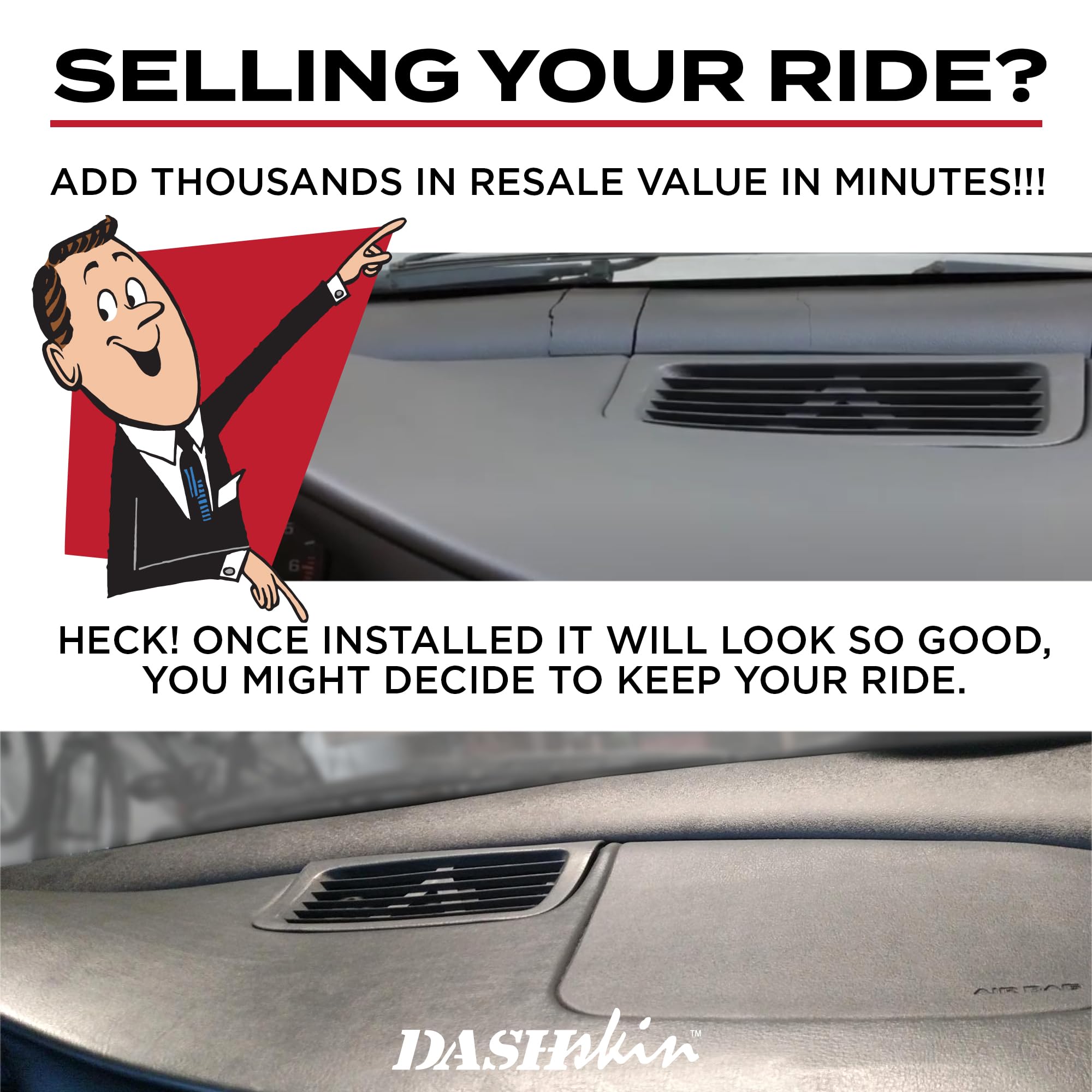 DashSkin Dash Cover Compatible with 1995-2005 Chevrolet Cavalier in Black - Hard Molded Plastic Dashboard Cap - Image 5