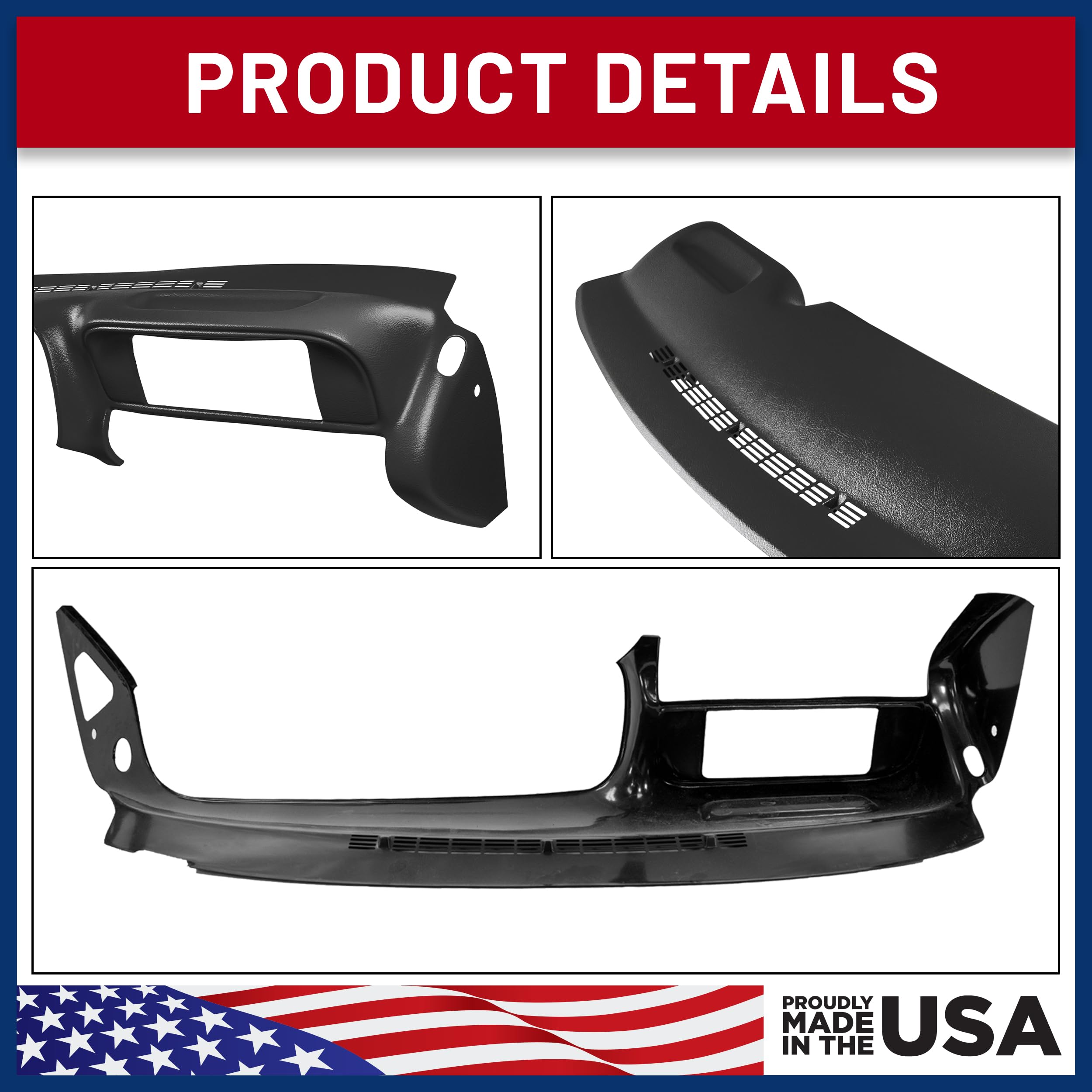DashSkin Dash Cover Compatible with 1997-2000 Chevy & GMC C1500 K1500 Tahoe Suburban Yukon & 1997-2000 Escalade in Black - Hard Molded Plastic Dashboard Cap - Image 6