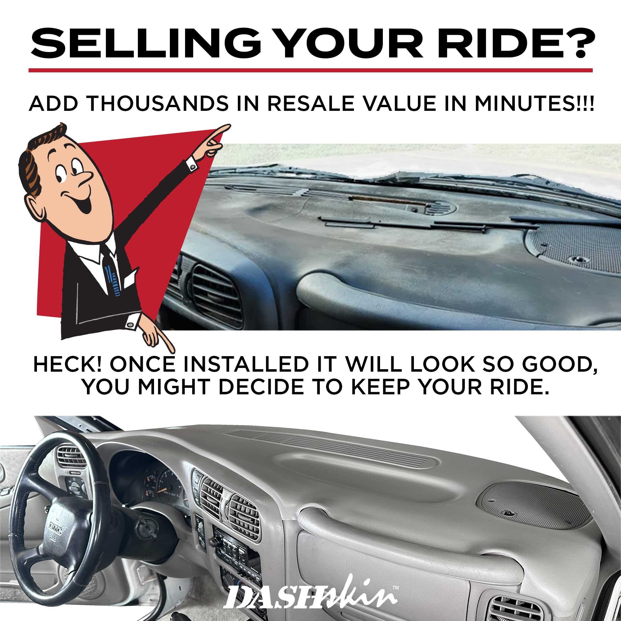 DashSkin Dash Cover Compatible with 1998-2004 Chevy Blazer S10 GMC Jimmy Sonoma Oldsmobile Bravada in Graphite - Hard Molded Plastic Dashboard Cap - Image 4