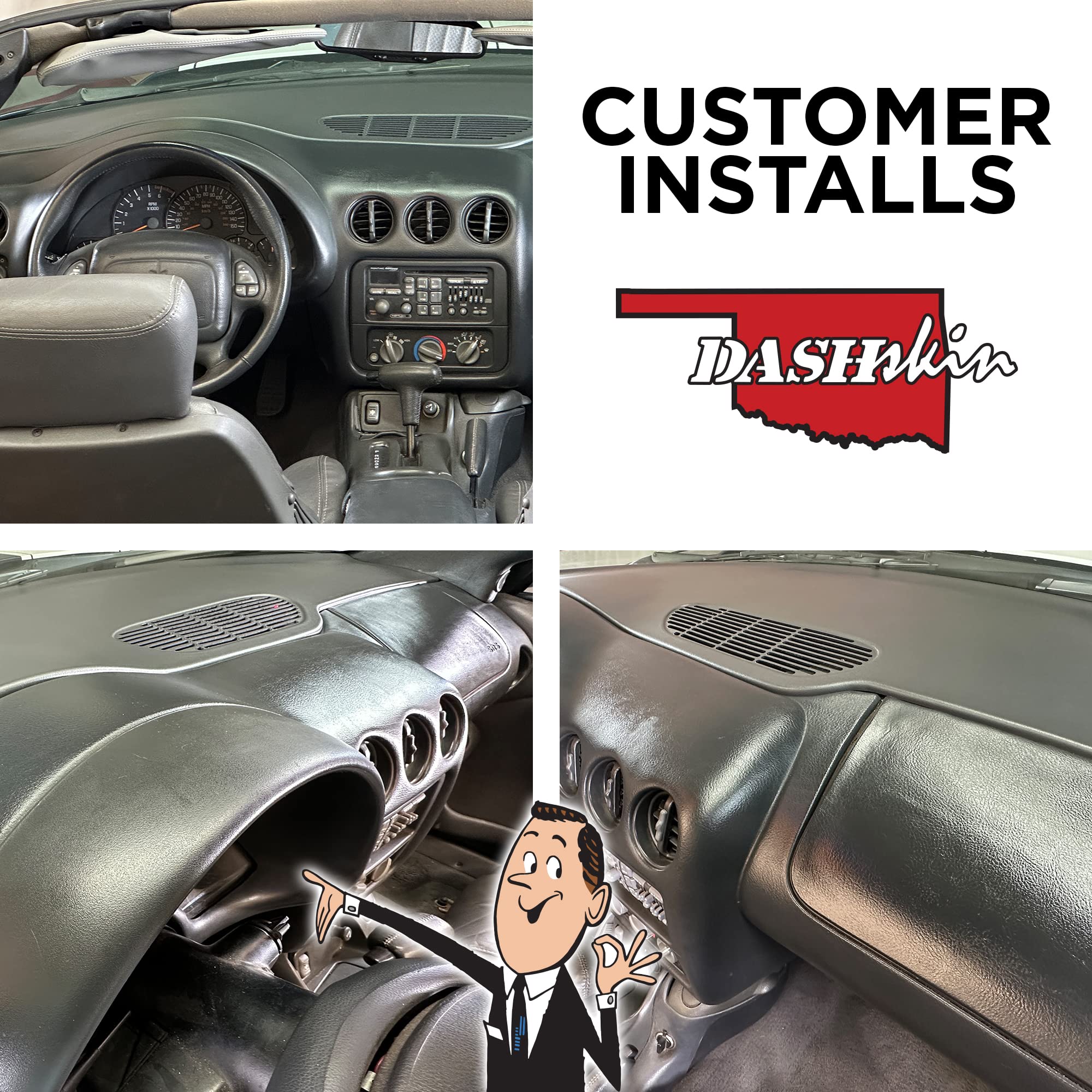 DashSkin Dash Cover Compatible with 2000-2002 Camaro & Firebird in Black - Hard Molded Plastic Dashboard Cap - Image 9