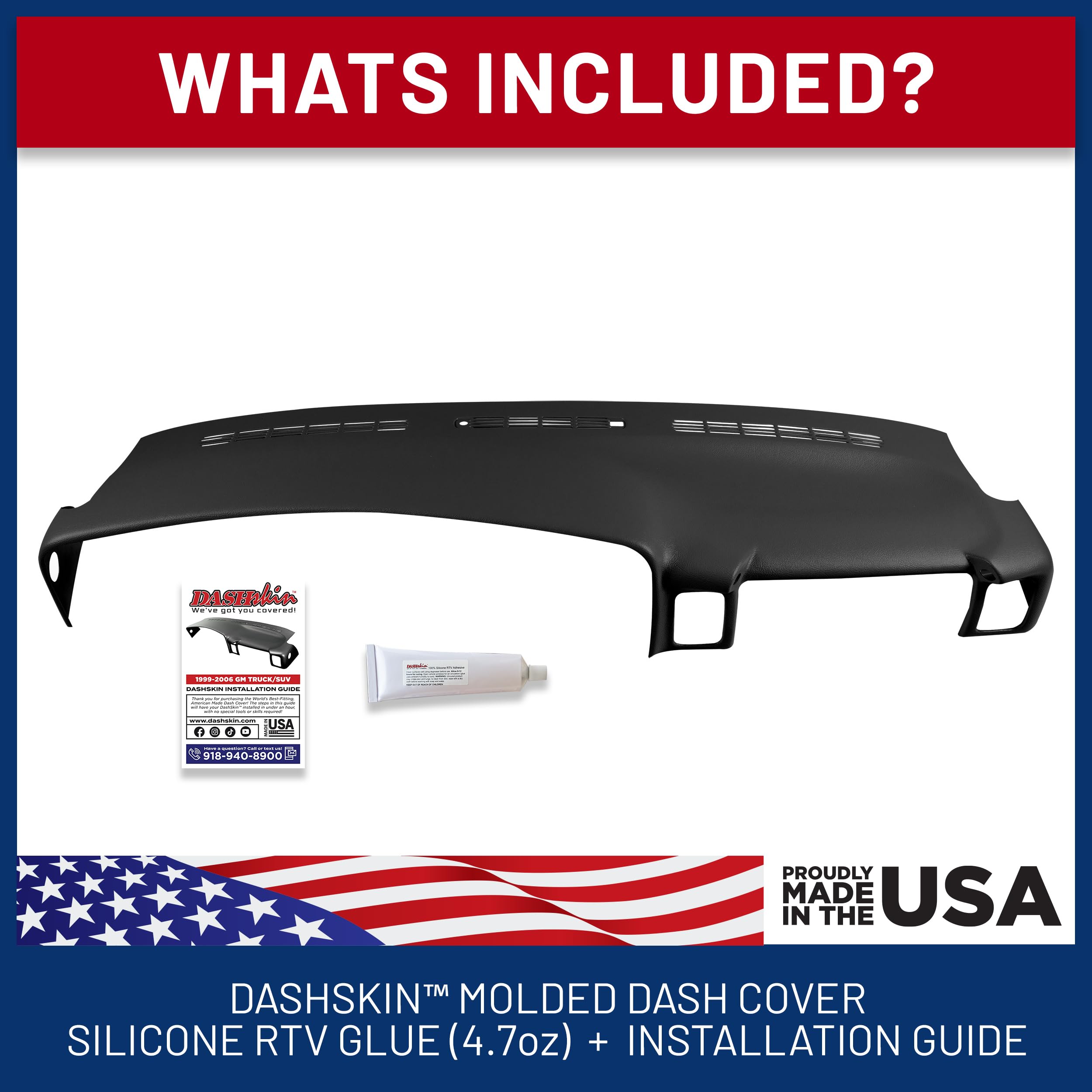 DashSkin Dash Cover Compatible with 2000-2006 Chevrolet Tahoe Suburban Yukon Avalanche & 99-06 Chevy Silverado GMC Sierra in Black - Hard Molded Plastic Dashboard Cap - Image 4