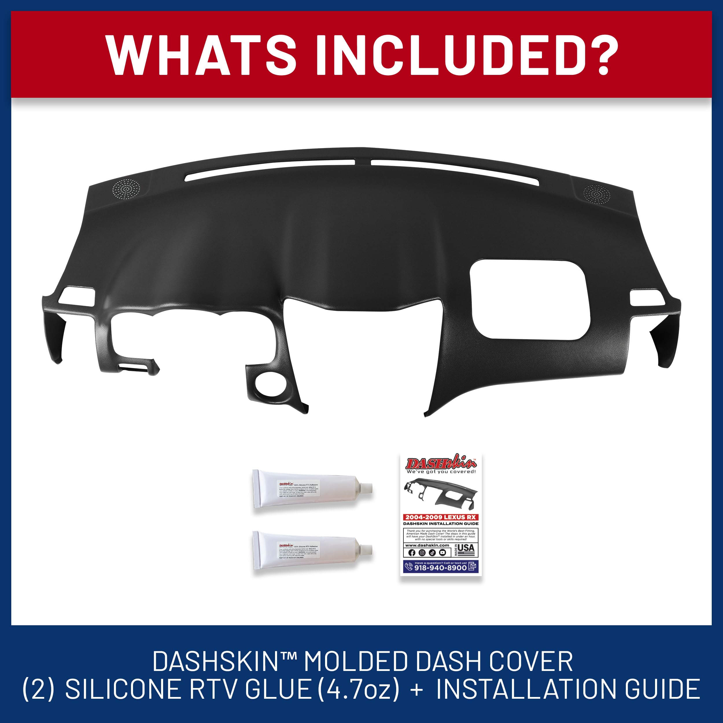 DashSkin Dash Cover Compatible with 2004-2009 Lexus RX 330 RX 350 RX 400h in Black Without Center Speaker Holes - Hard Molded Plastic Dashboard Cap - Image 3
