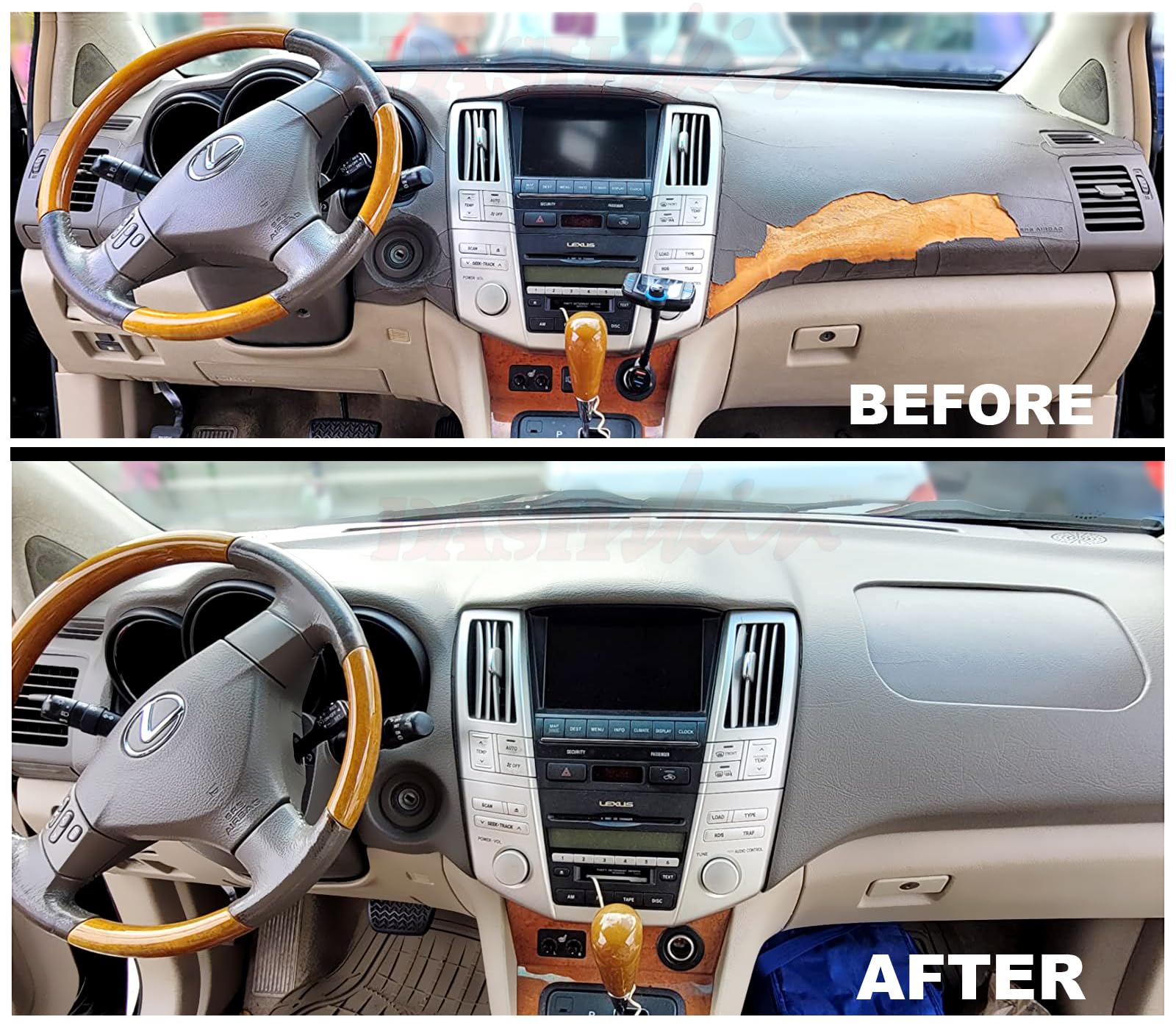 DashSkin Dash Cover Compatible with 2004-2009 Lexus RX 330 RX 350 RX 400h in Black Without Center Speaker Holes - Hard Molded Plastic Dashboard Cap - Image 6