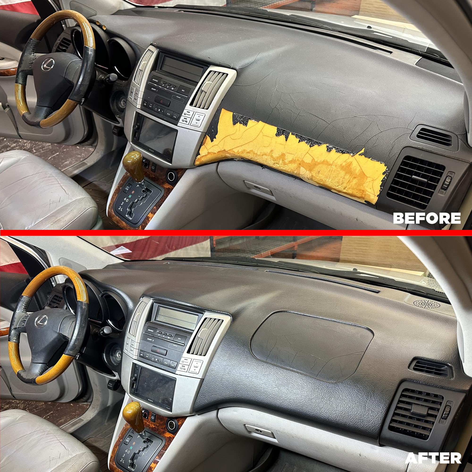 DashSkin Dash Cover Compatible with 2004-2009 Lexus RX 330 RX 350 RX 400h in Black Without Center Speaker Holes - Hard Molded Plastic Dashboard Cap - Image 9