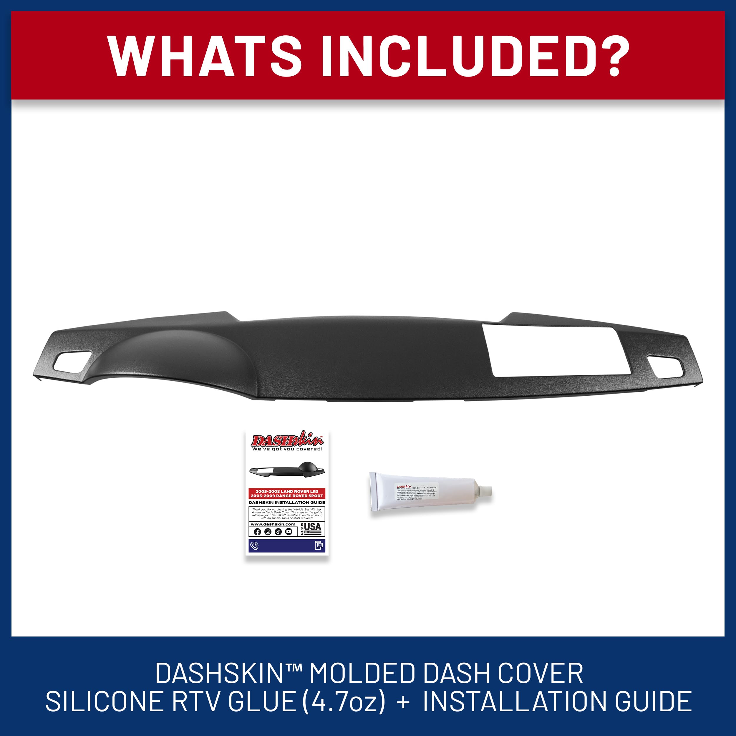 DashSkin Dash Cover Compatible with 2005-2009 Land Rover LR3 & 2006-2009 Range Rover Sport - Easy Cracked Dash Fix - Hard Molded Plastic Door Skin Cover - Image 3