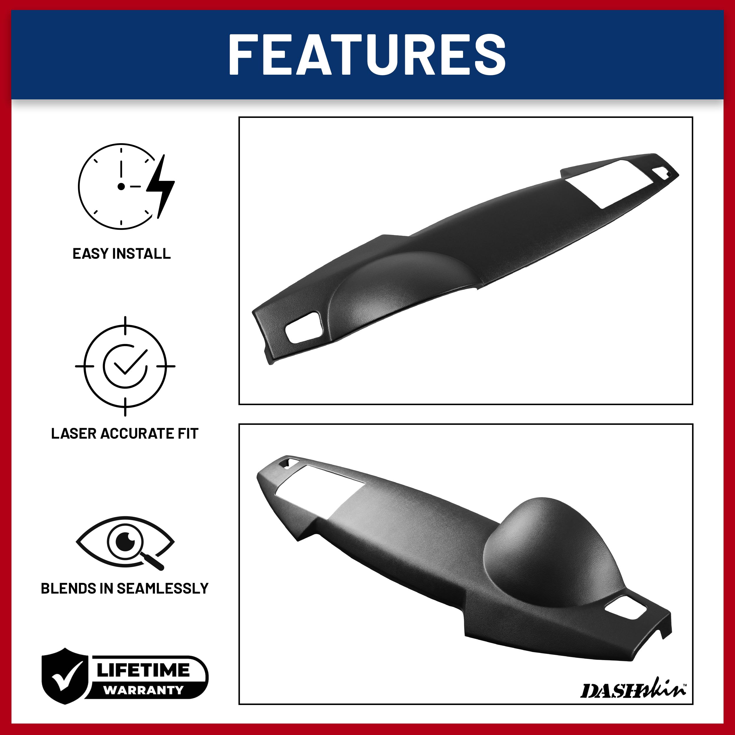 DashSkin Dash Cover Compatible with 2005-2009 Land Rover LR3 & 2006-2009 Range Rover Sport - Easy Cracked Dash Fix - Hard Molded Plastic Door Skin Cover - Image 4