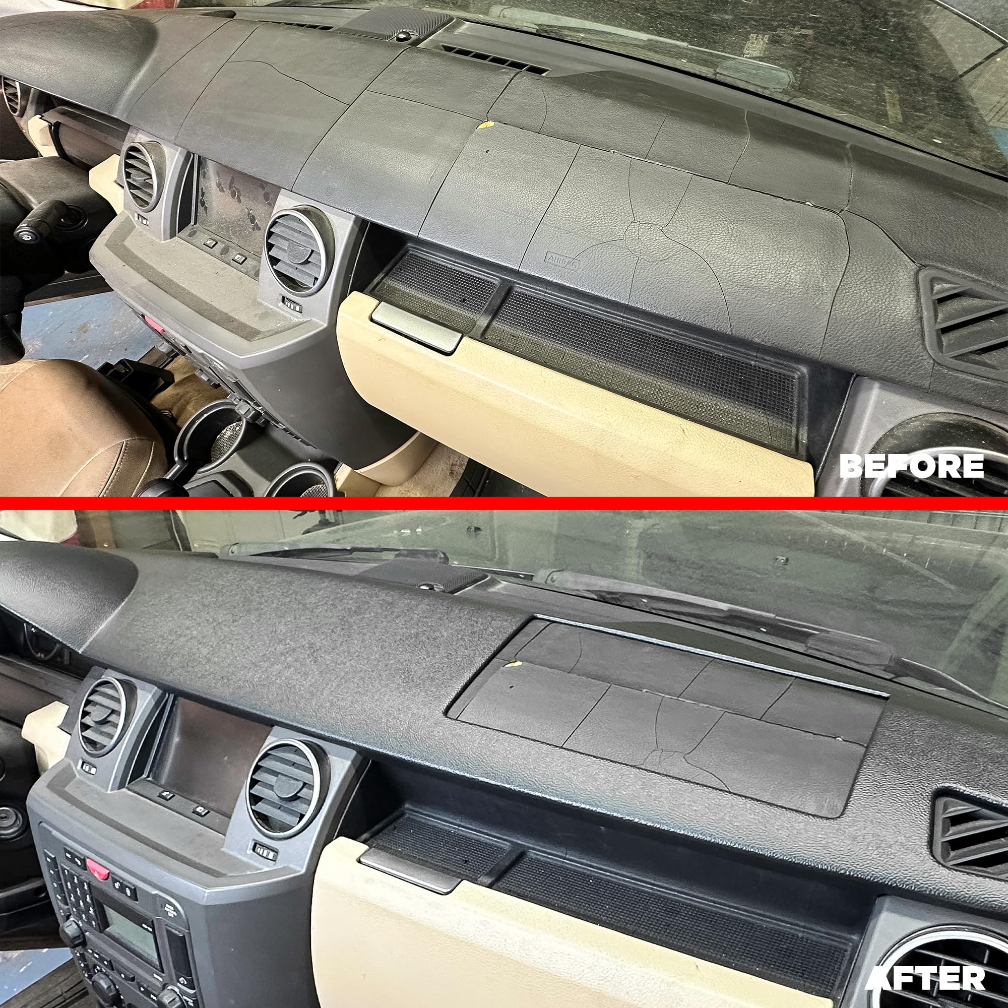 DashSkin Dash Cover Compatible with 2005-2009 Land Rover LR3 & 2006-2009 Range Rover Sport - Easy Cracked Dash Fix - Hard Molded Plastic Door Skin Cover - Image 6