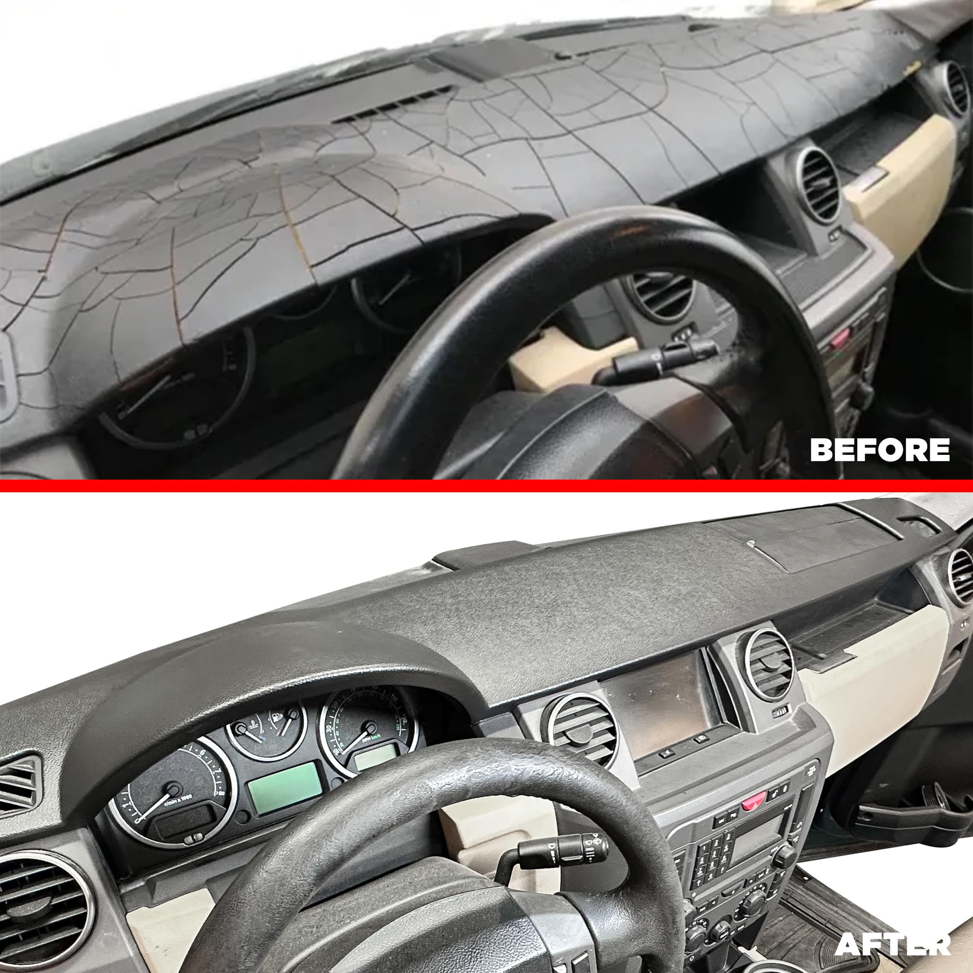 DashSkin Dash Cover Compatible with 2005-2009 Land Rover LR3 & 2006-2009 Range Rover Sport - Easy Cracked Dash Fix - Hard Molded Plastic Door Skin Cover - Image 7