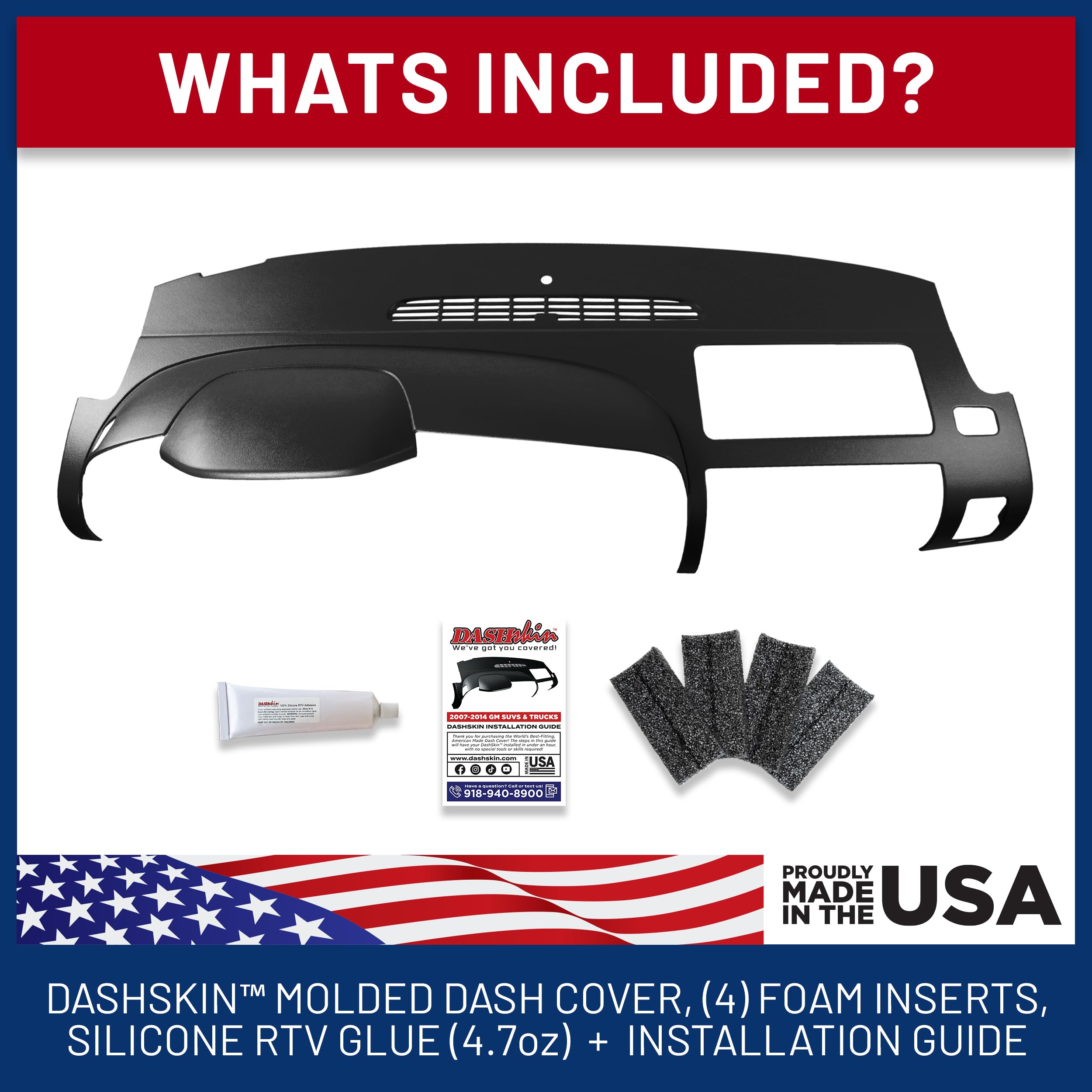 DashSkin Dash Cover Compatible with 2007-2013 Chevy Silverado & GMC Sierra in Ebony Black - Hard Molded Plastic Dashboard Cap - Image 3