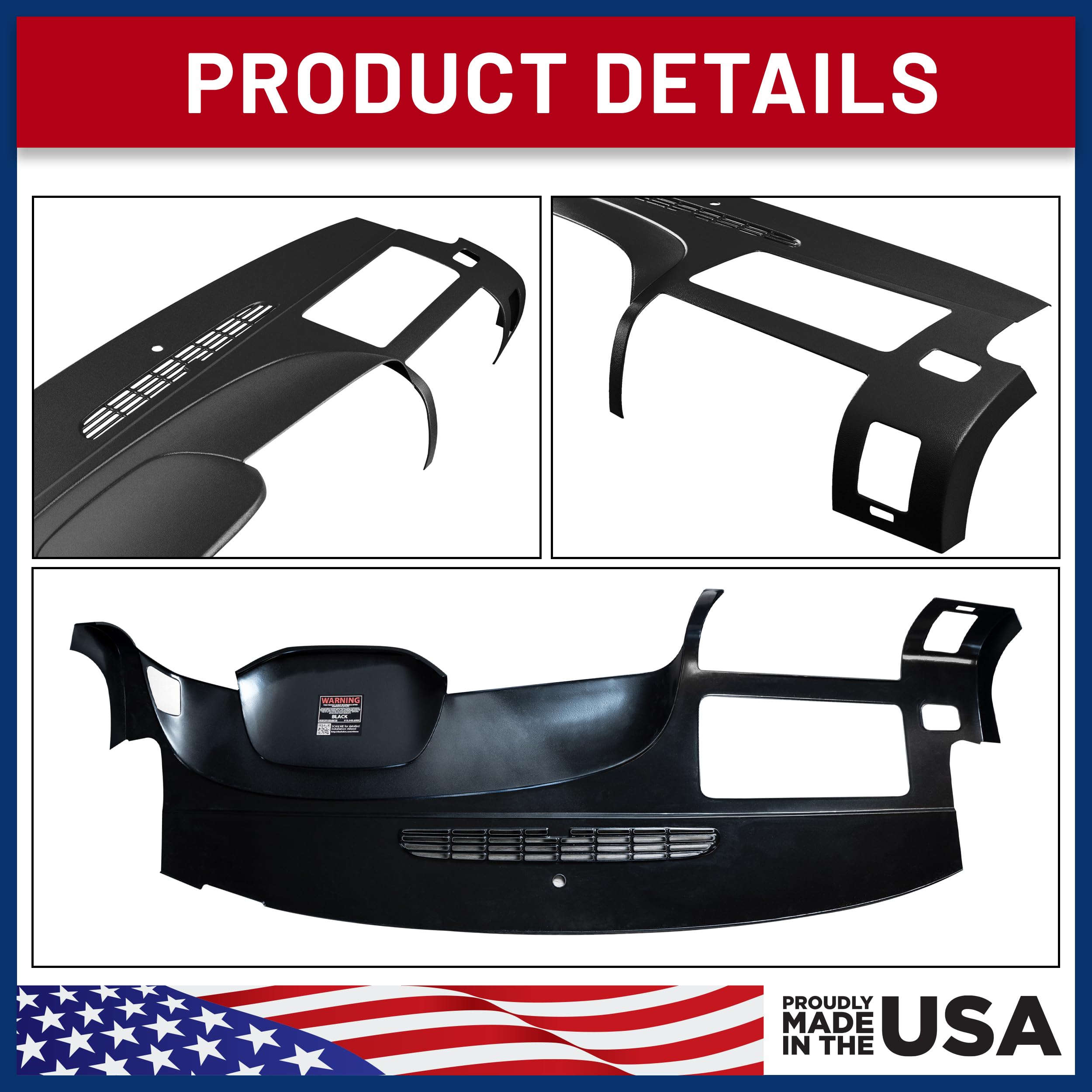 DashSkin Dash Cover Compatible with 2007-2013 Chevy Silverado & GMC Sierra in Ebony Black - Hard Molded Plastic Dashboard Cap - Image 5