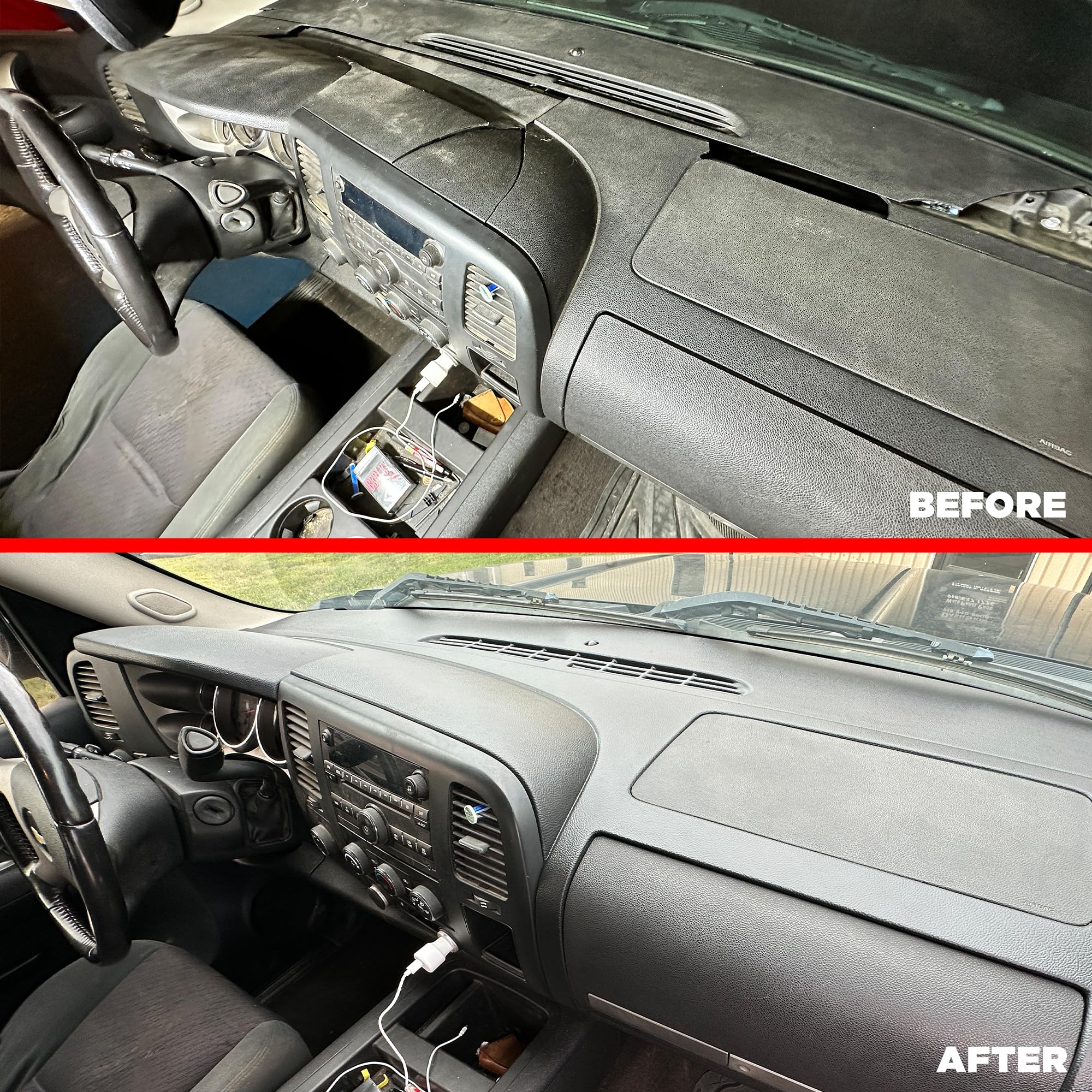 DashSkin Dash Cover Compatible with 2007-2013 Chevy Silverado & GMC Sierra in Ebony Black - Hard Molded Plastic Dashboard Cap - Image 6