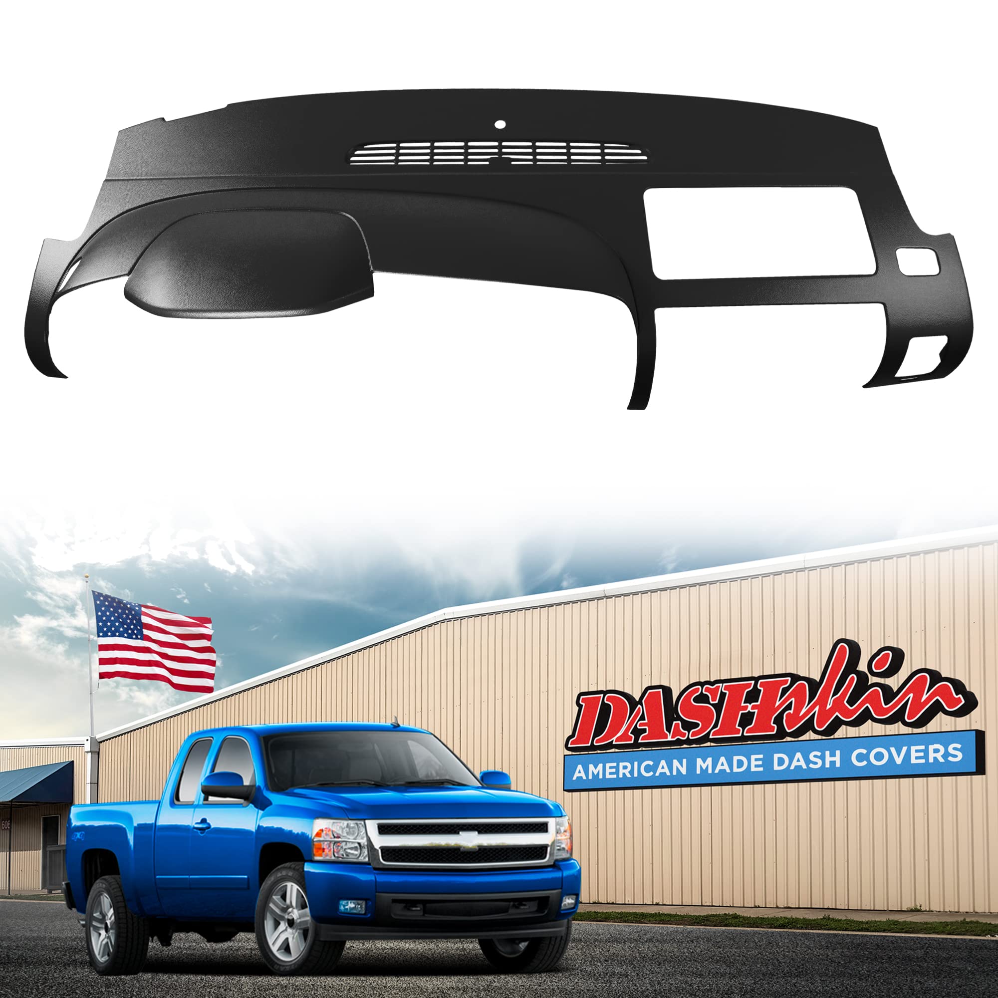 DashSkin Dash Cover Compatible with 2007-2013 Chevy Silverado & GMC Sierra in Ebony Black - Hard Molded Plastic Dashboard Cap - Image 8