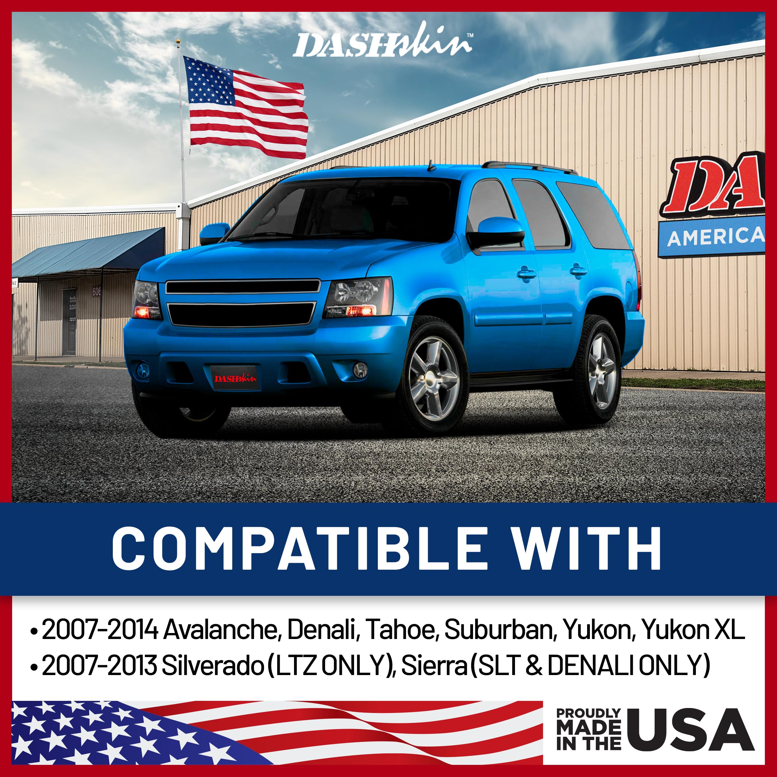 DashSkin Dash Cover Compatible with 2007-2014 Chevy Tahoe Suburban Avalanche & GMC Yukon & Yukon XL Without Speaker Holes in Black - Hard Molded Plastic Dashboard Cap - Image 7