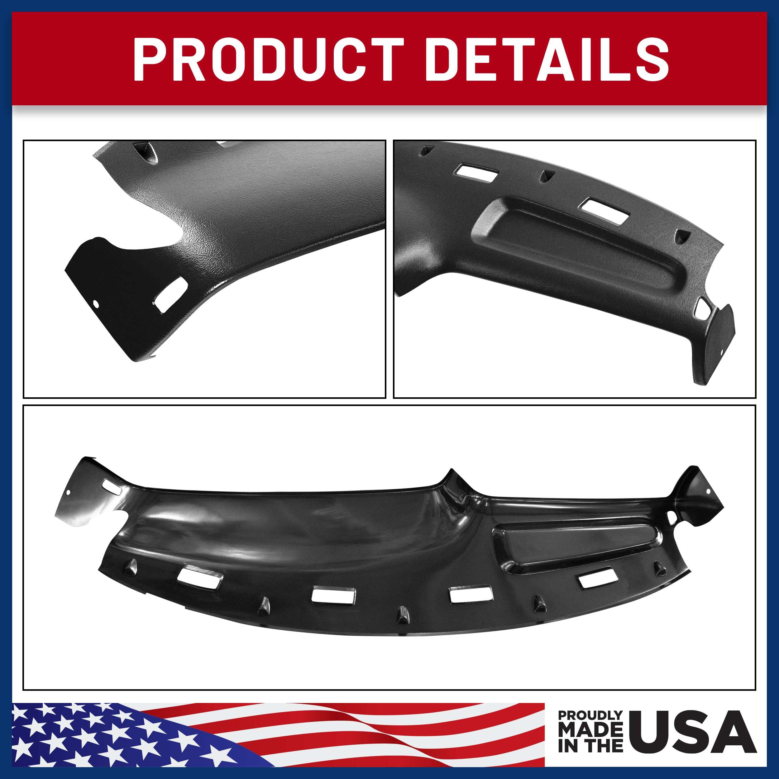 DashSkin Dash Cover Compatible with 94-97 Dodge Ram 1500 2500 & 3500 in Black - Hard Molded Plastic Dashboard Cap - Image 6