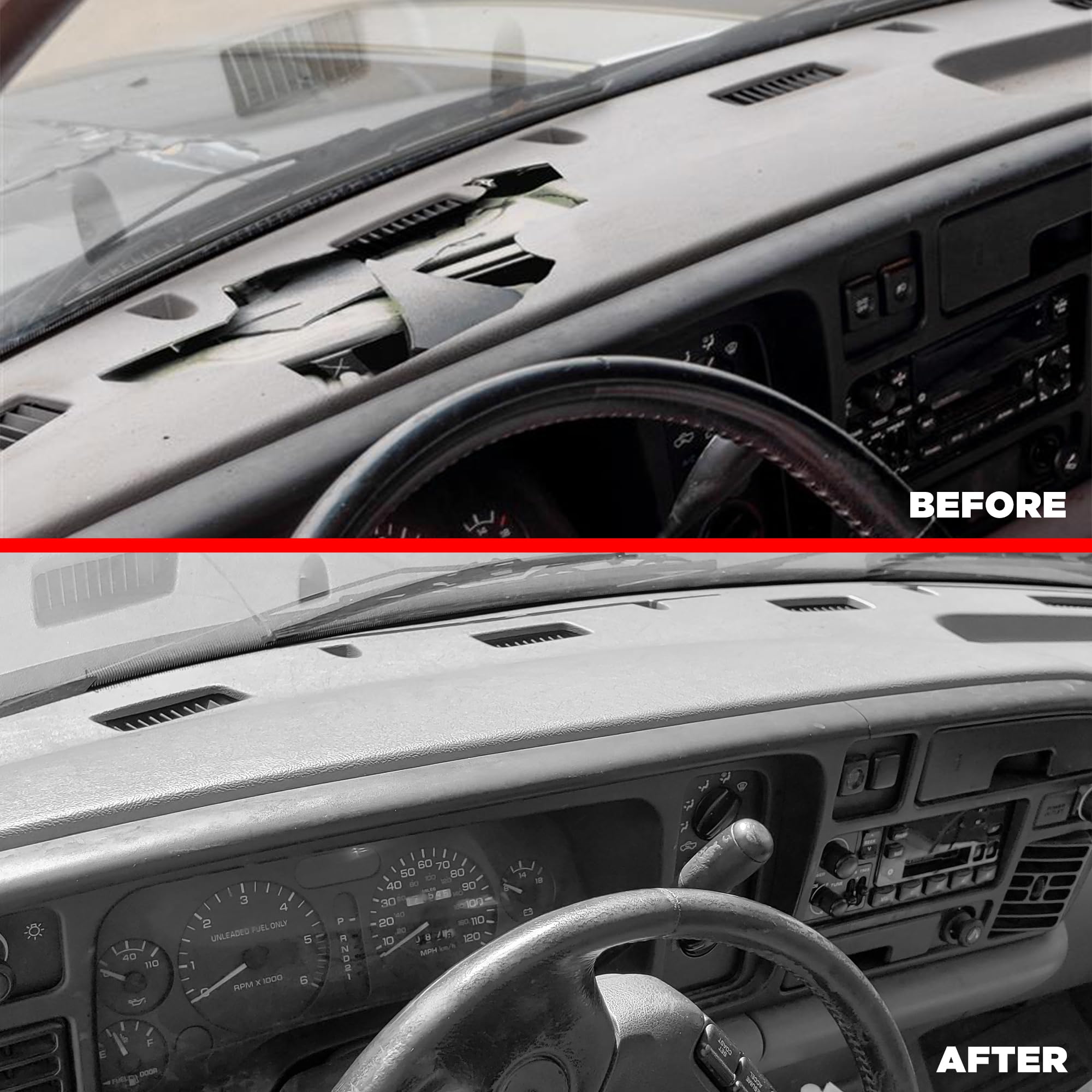 DashSkin Dash Cover Compatible with 94-97 Dodge Ram 1500 2500 & 3500 in Black - Hard Molded Plastic Dashboard Cap - Image 7