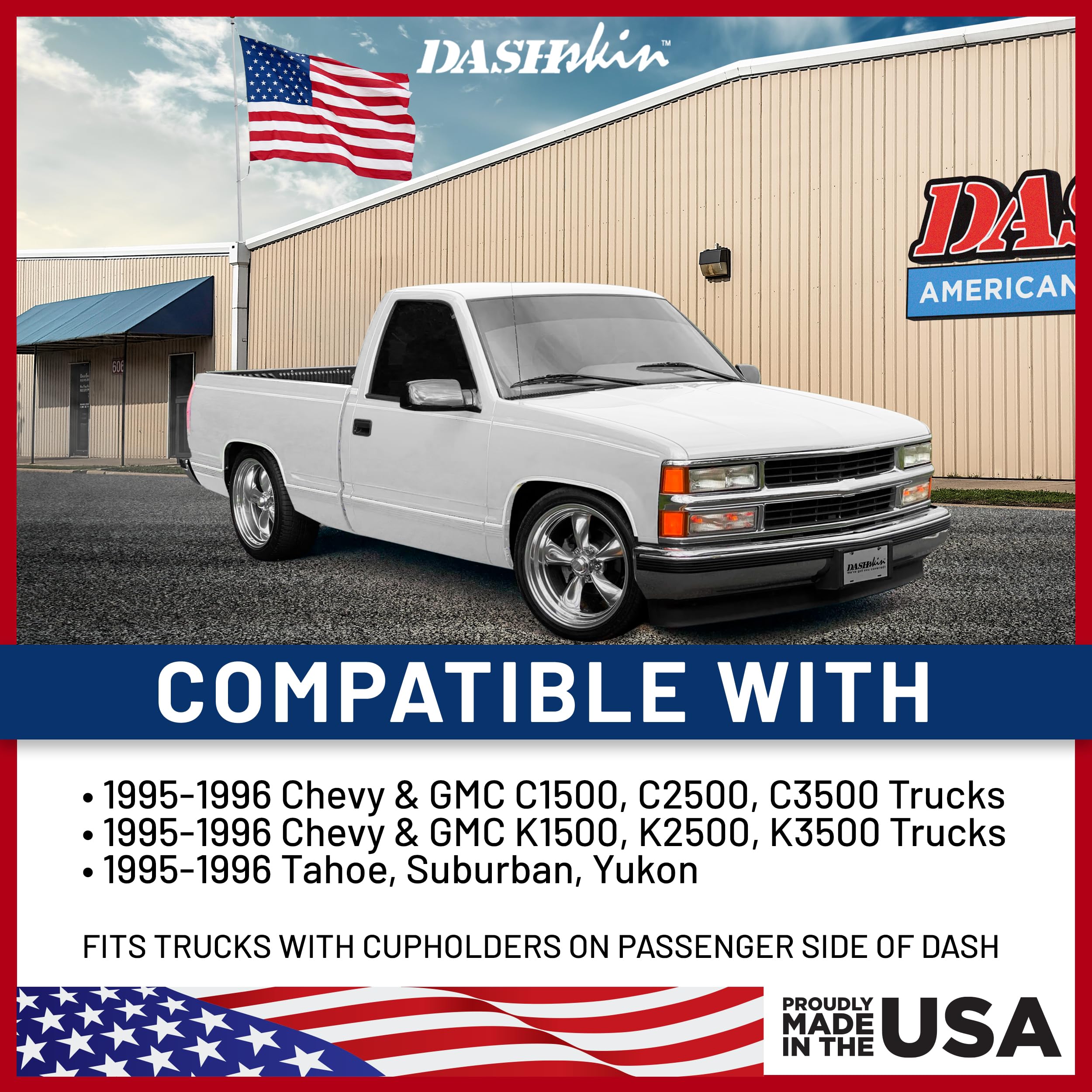DashSkin Dash Cover Compatible with 95-96 GM SUVs and Pickups in Black - Hard Molded Plastic Dashboard Cap - Image 3