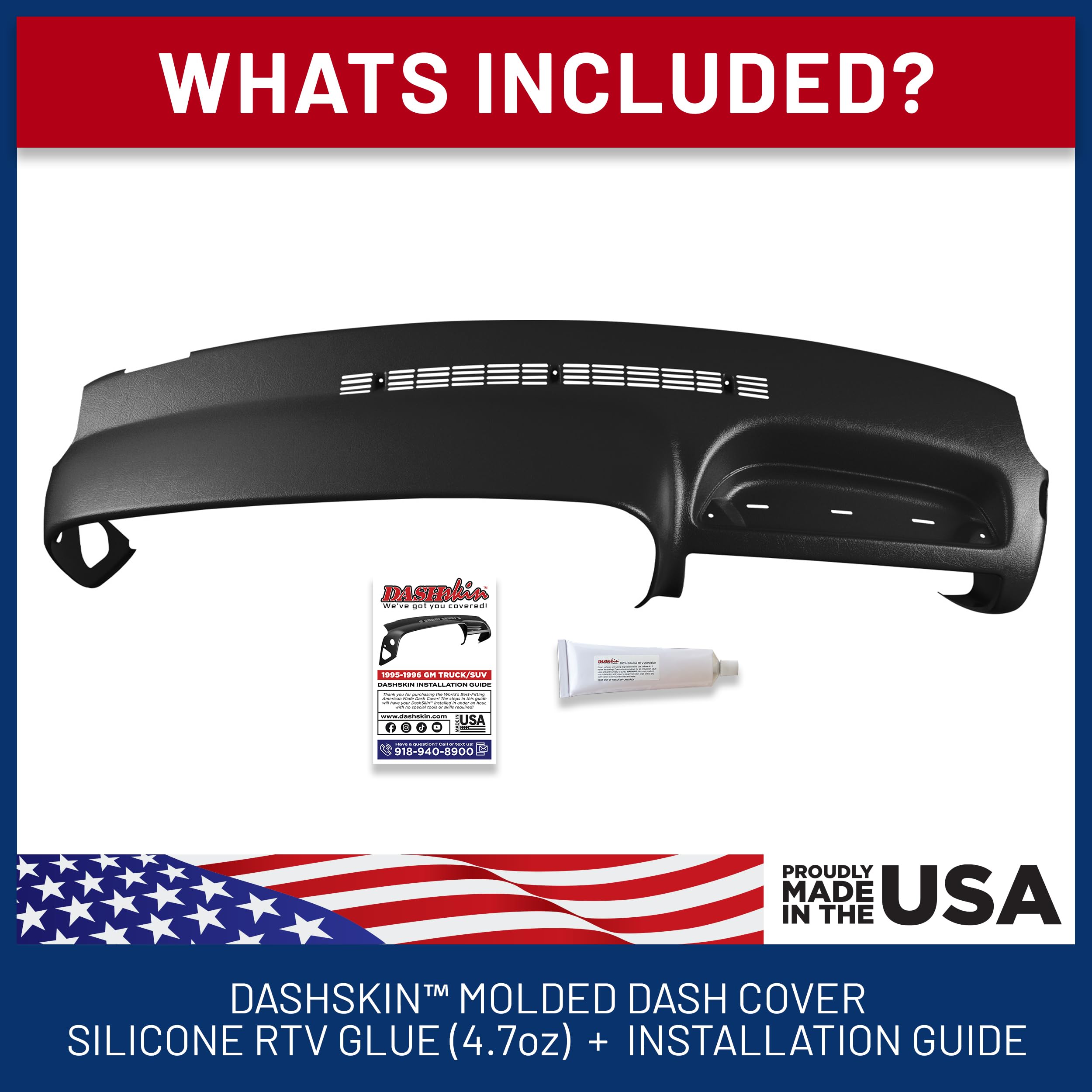 DashSkin Dash Cover Compatible with 95-96 GM SUVs and Pickups in Black - Hard Molded Plastic Dashboard Cap - Image 4