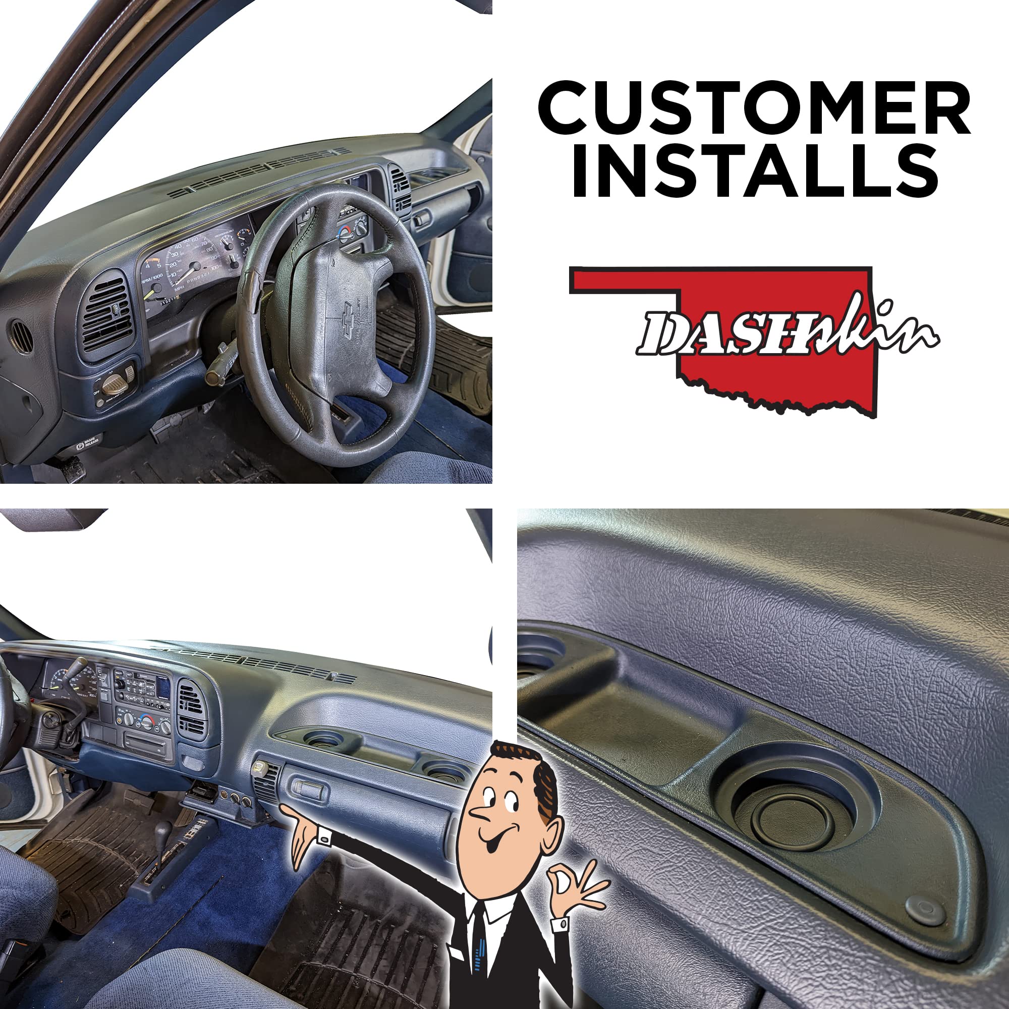 DashSkin Dash Cover Compatible with 95-96 GM SUVs and Pickups in Black - Hard Molded Plastic Dashboard Cap - Image 7