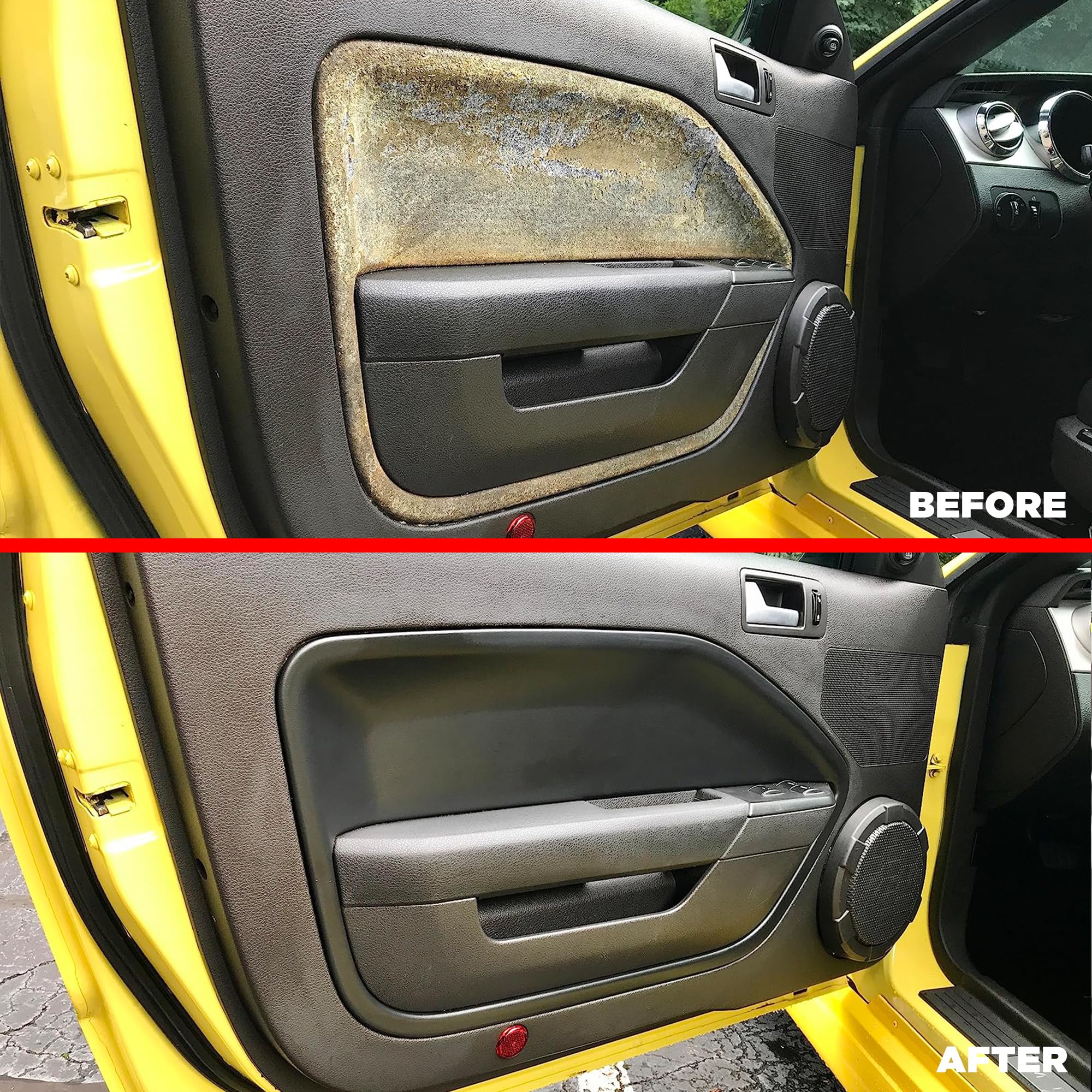 DashSkin Door Panel Inserts (Left+Right Pair) Compatible with 2005-2009 Ford Mustang in Black - Hard Molded Plastic Door Skin Cover - Image 4